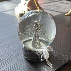 Elegant Silver Angel Snow Globe